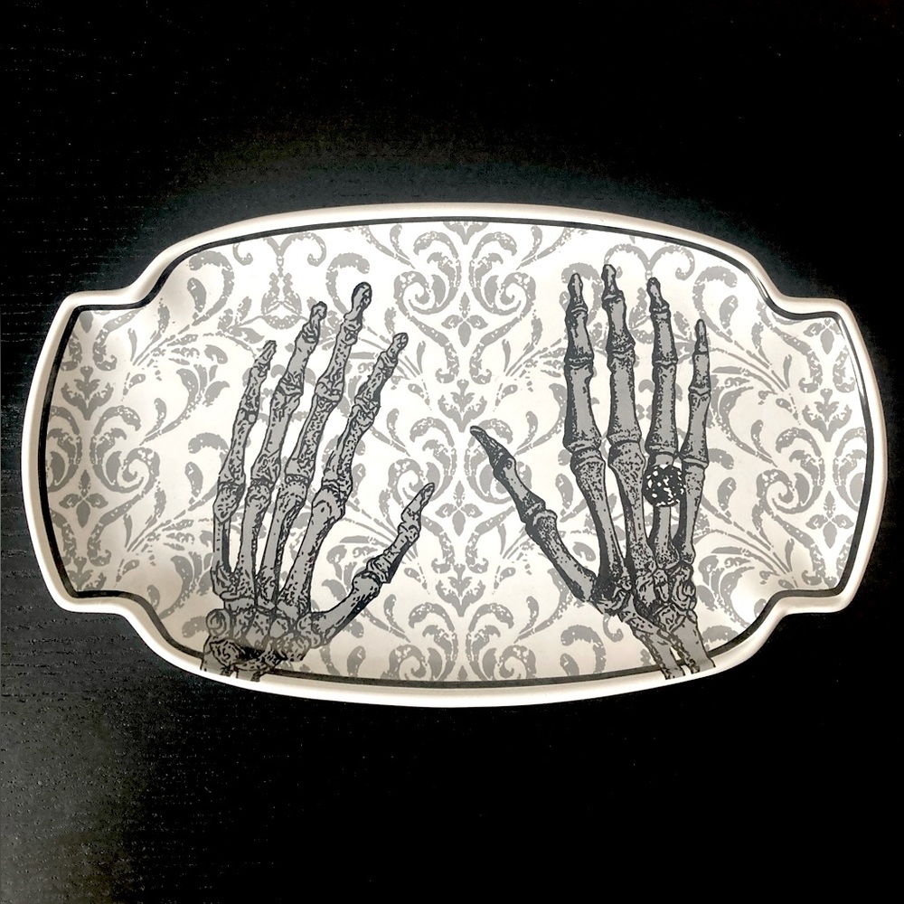 skeleton hands platter